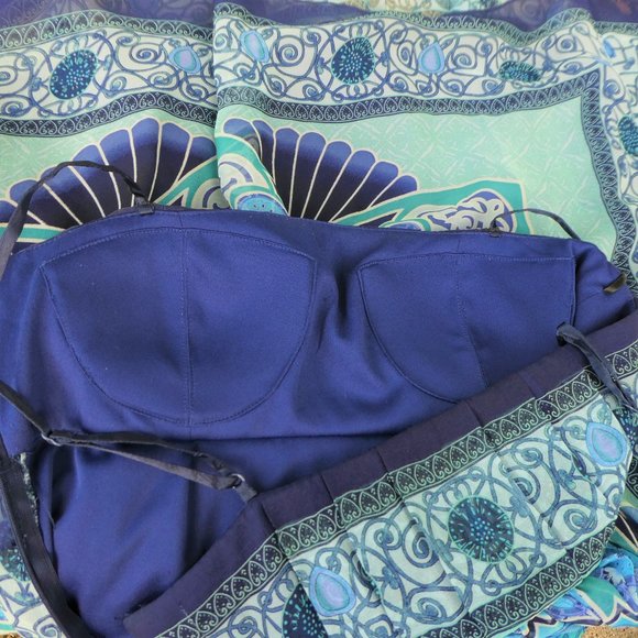 SiLK Decode 1.8 Dress Strapless Pleated Lined Blue Side Zip Padded Pleated Skirt - Picture 5 of 8